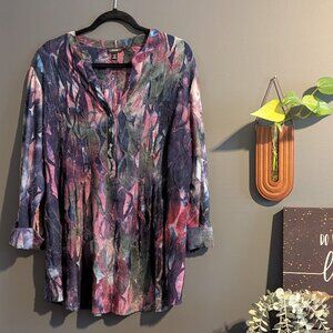 Cocomo Boho Distressed Top – Plus Size 2X, Colorful & Textured Statement Piece